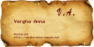 Vargha Anna névjegykártya