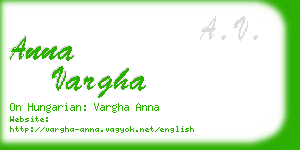 anna vargha business card